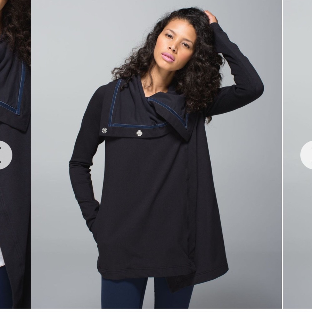 Lululemon Savasana Wrap drape with snap Jacket deep gray& black